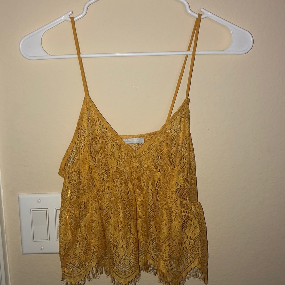 Yellow Lace Crop Top